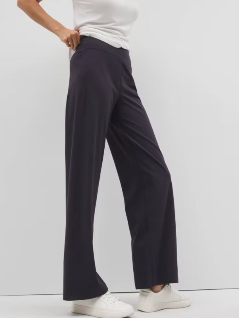 Soma High Waist Wide Leg Pant Black Max Coverage Knit 24/7 by Soma sz L Stretch